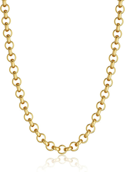 Gold Necklace for Women, 14K Gold Plated Chunky Chain Necklace