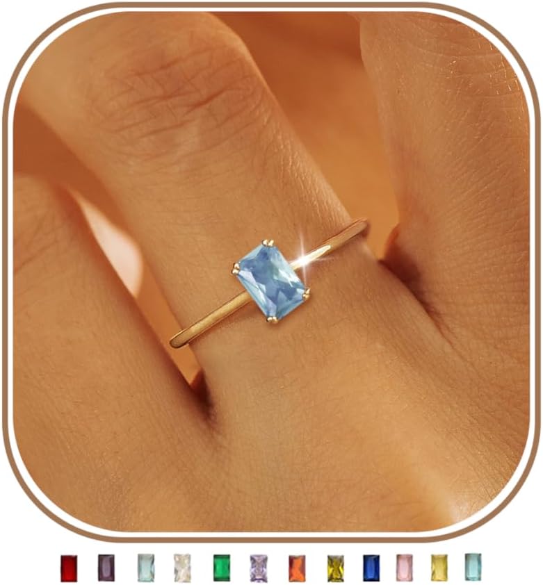 14K gold-plated green CZ stackable ring – product image 11