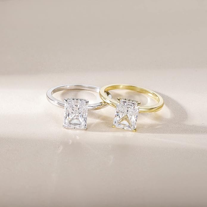3CT Radiant Cut Solitaire Cubic Zirconia Wedding & Engagement Promise Rings