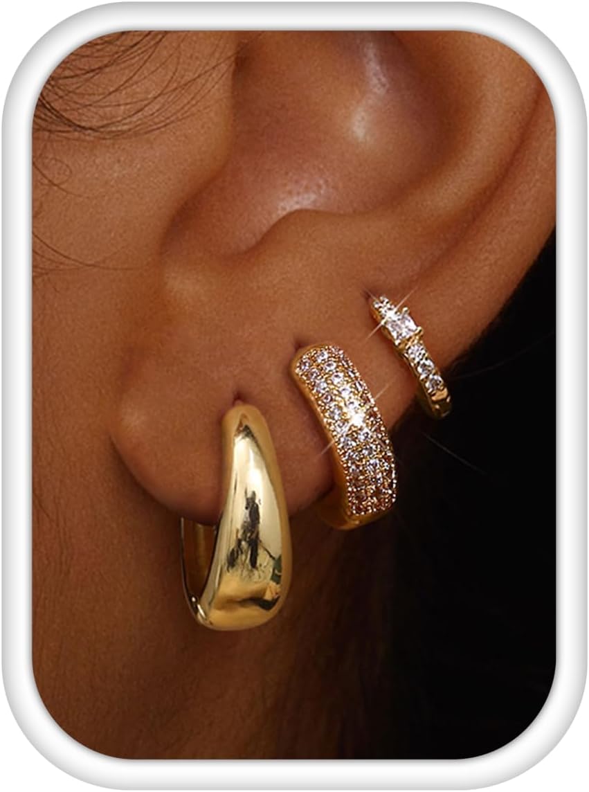14K gold-plated chunky hoop earrings – product image 12
