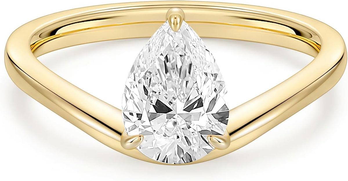 1.5 ct Pear Cut Curved Wedding Ring Set