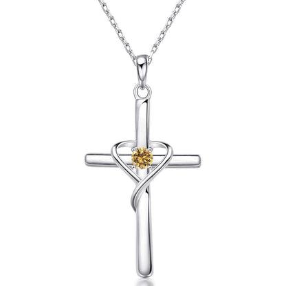 S925 cross birthstone necklace with 5A CZ – product image 43