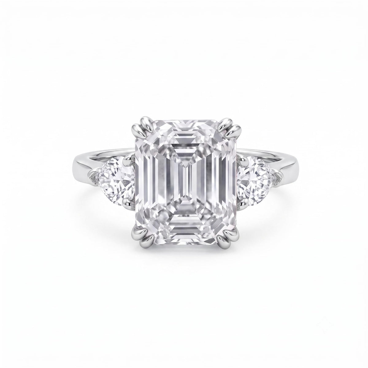 4 Carat Pink Asscher Cut CZ Engagement Ring for Women, Three Stone 925 Sterling Silver Promise Ring with Platinum Plating, Wedding Ring, Cocktail Ring, Pink Ring, Anniversary Jewelry Gift, Diamond Alternative