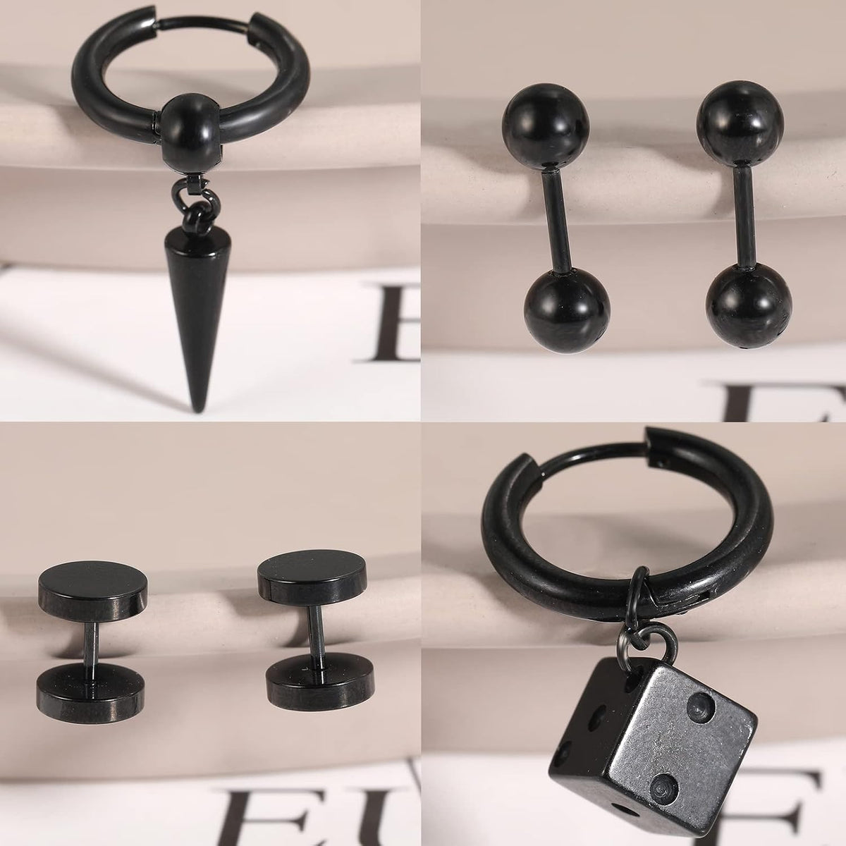 black cross and chain pierced earrings – product image 7