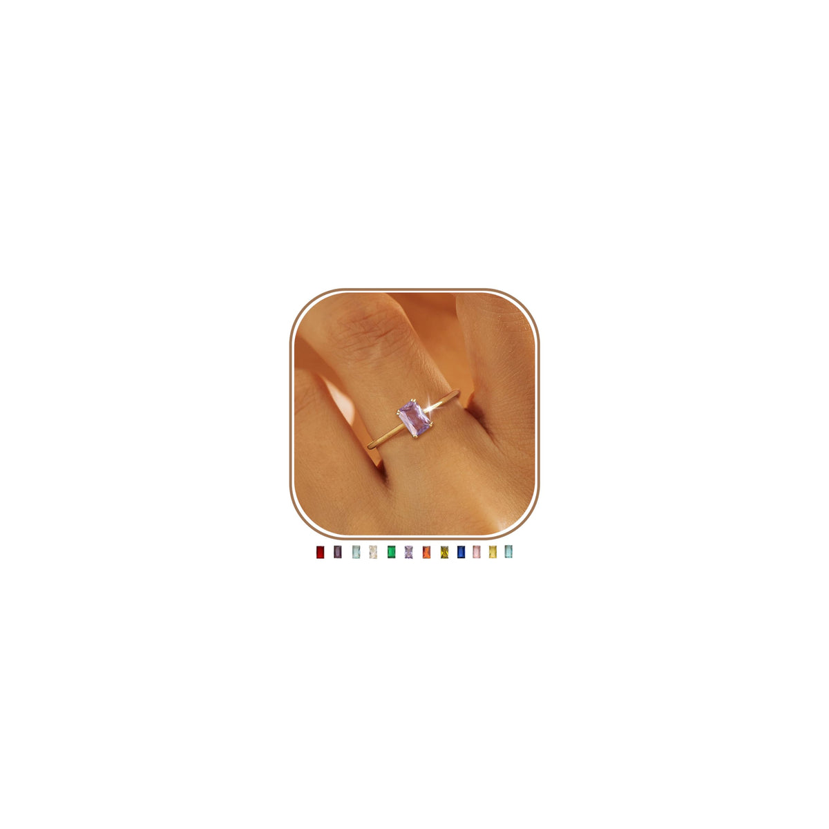14K gold-plated green CZ stackable ring – product image 26