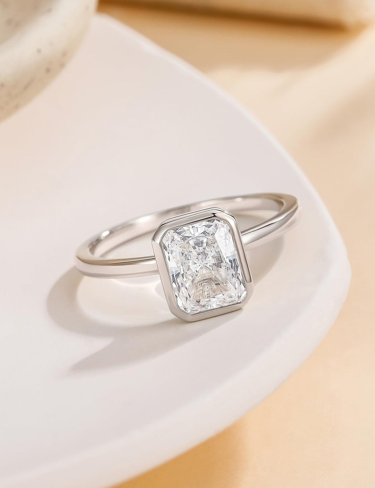 Radiant Cut Bezel Travel Engagement Ring – product view 9