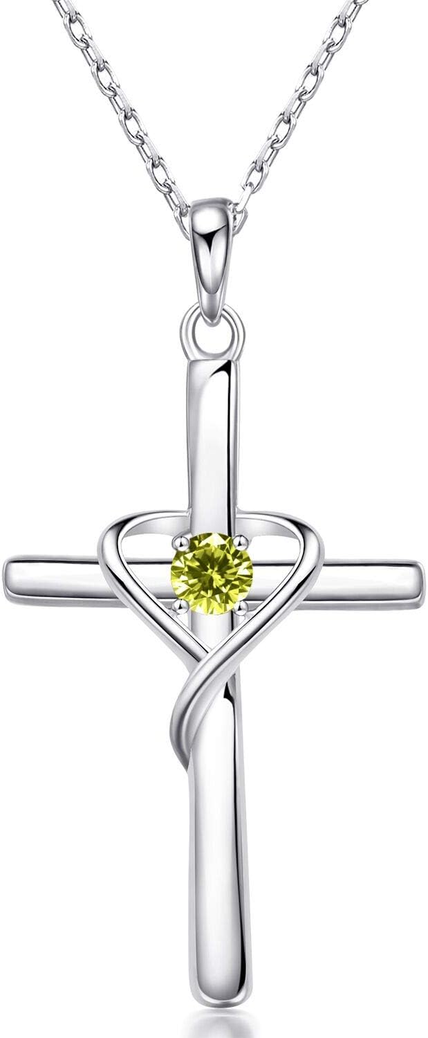 birth-month-inspired CZ cross necklace – product image 16