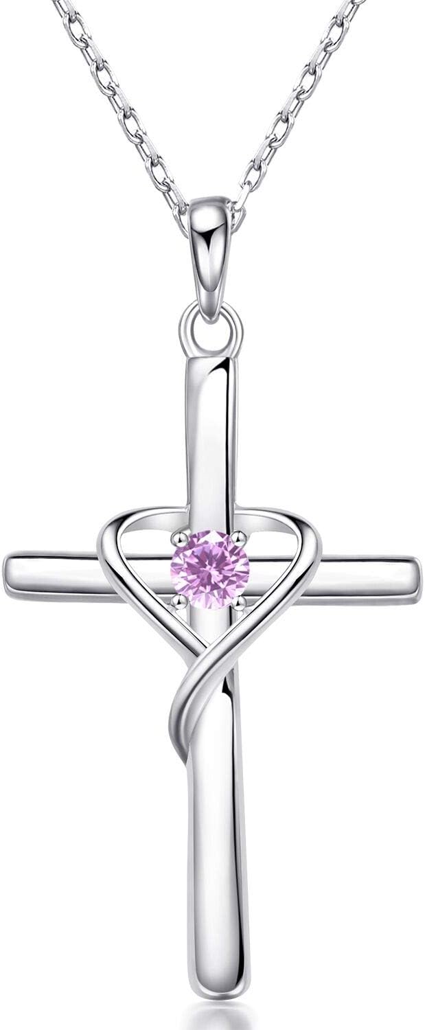 S925 cross birthstone necklace with 5A CZ – product image 7