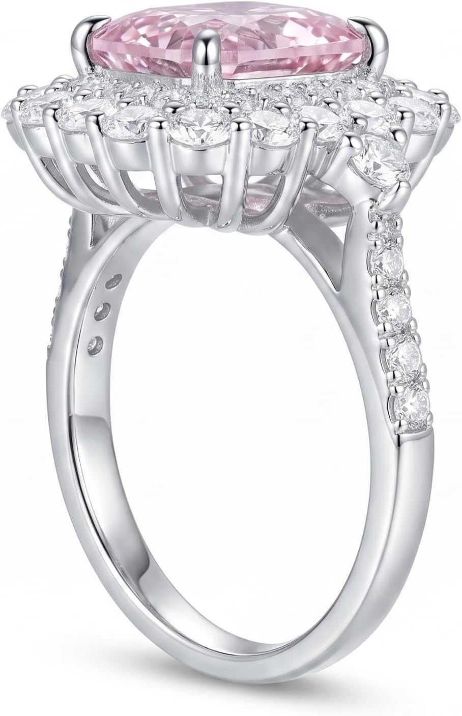 3CT Radiant Cut Double Halo Engagement Ring for Women, Cubic Zirconia 925 Sterling Silver Platinum Plated Cocktail Promise Ring