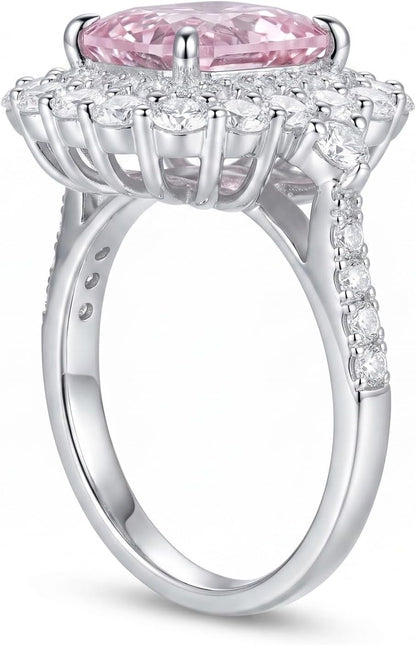 3CT Radiant Cut Double Halo Engagement Ring for Women, Cubic Zirconia 925 Sterling Silver Platinum Plated Cocktail Promise Ring
