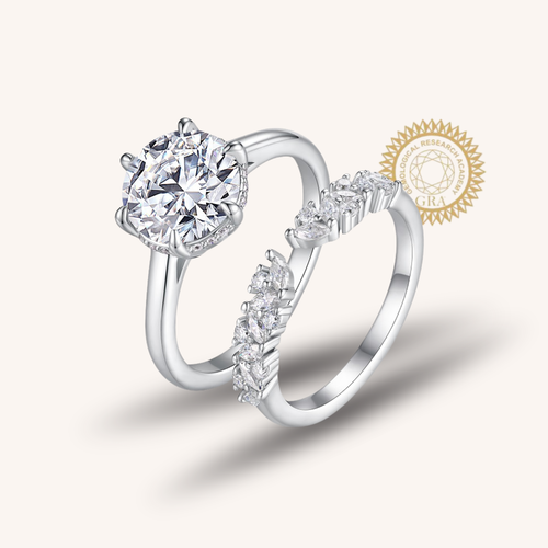 3CT Round Cut Moissanite Lace Band Ring | Hidden Halo |