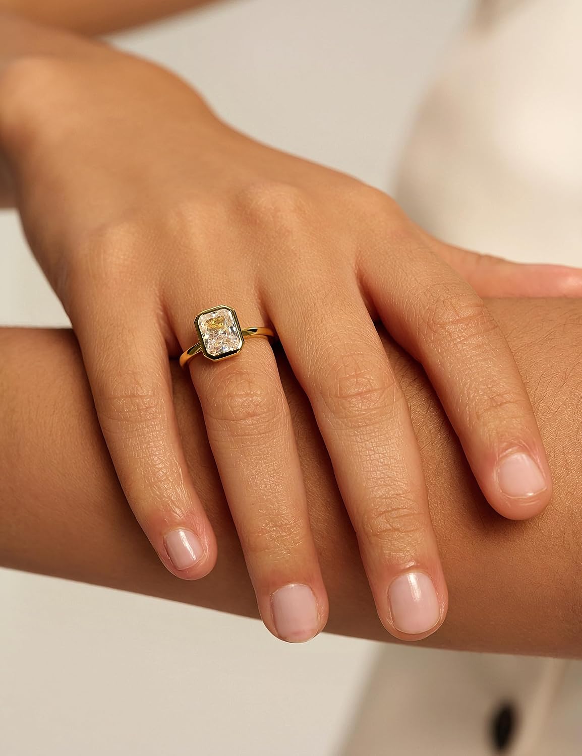 Radiant Cut Bezel Travel Engagement Ring – product view 5