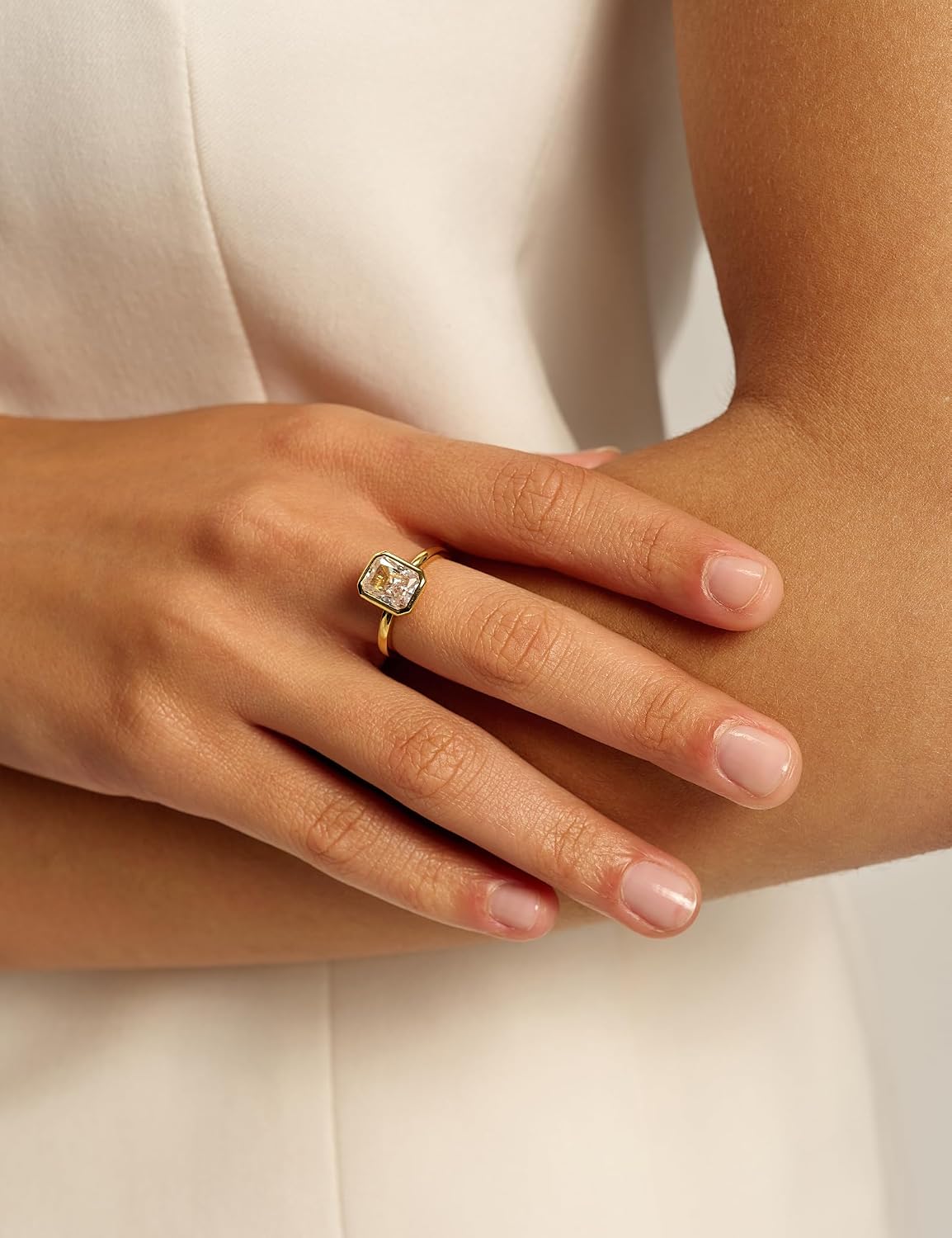 Radiant Cut Bezel Travel Engagement Ring – product view 6
