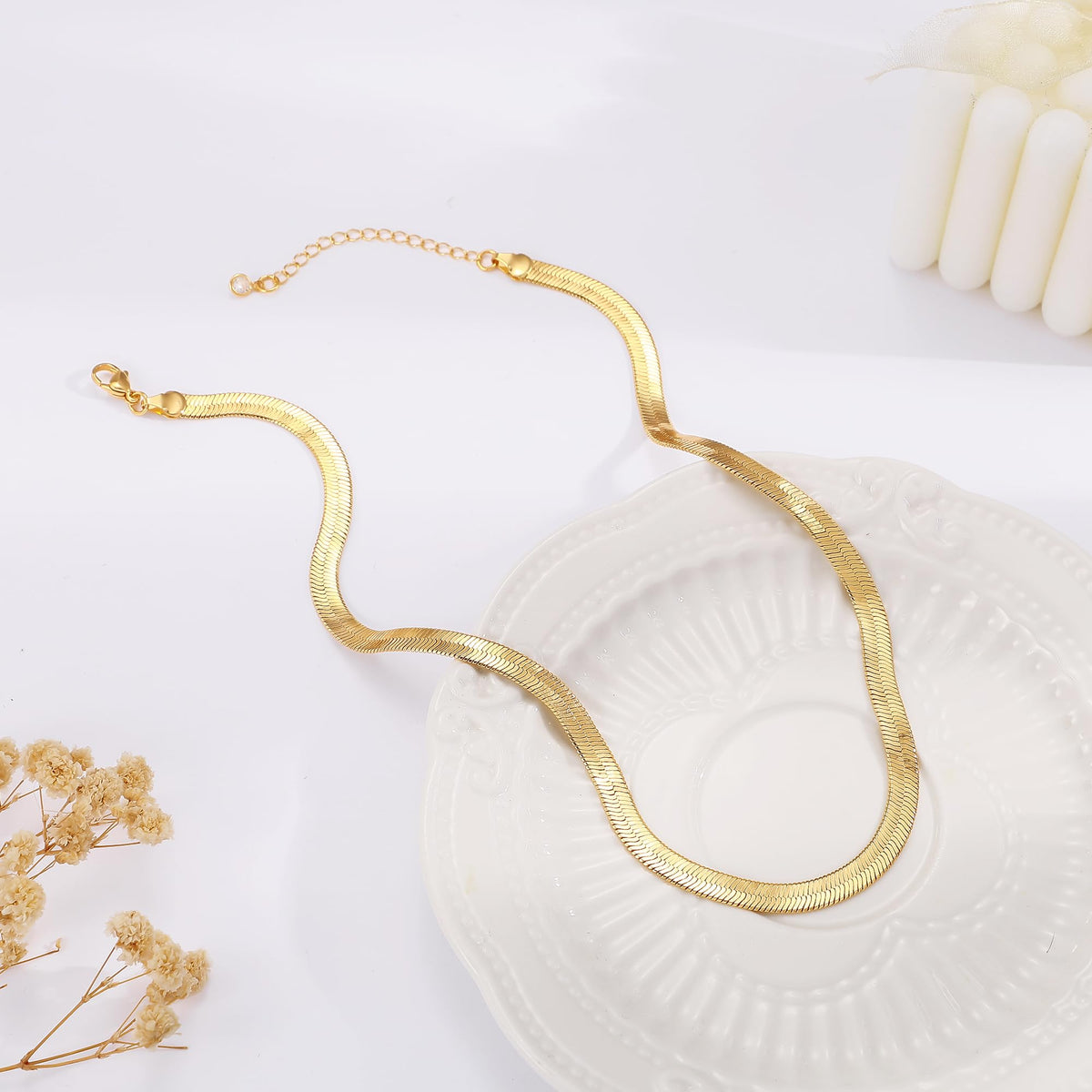 Gold Necklace for Women, 14K Gold Plated Chunky Chain Necklace