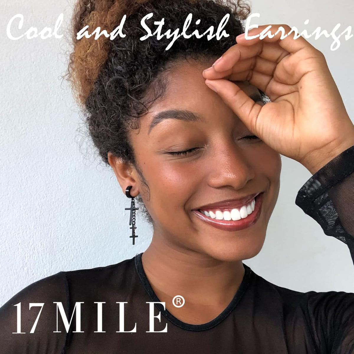 silver stainless steel cross earrings