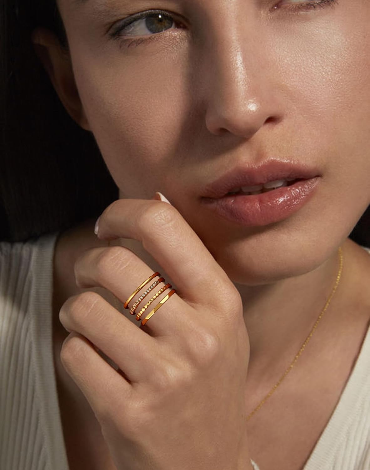 mixed metal statement ring styling