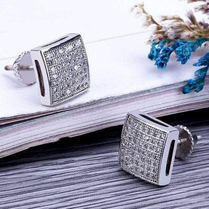 14K gold-plated iced-out cube studs – product image 27