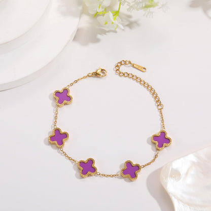 18K gold-plated clover bracelet set – image 13