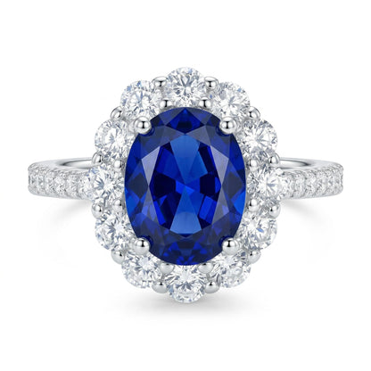 3 Carat Oval Cut Cubic Zirconia Engagement Ring for Women, Halo 925 Sterling Silver Platinum Plated Vintage-Inspired Promise Ring