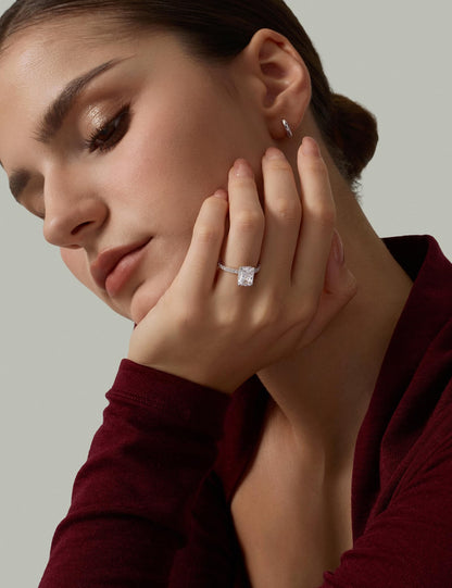 Radiant Cut Engagement Ring – Gold or Silver Tone – product view 12