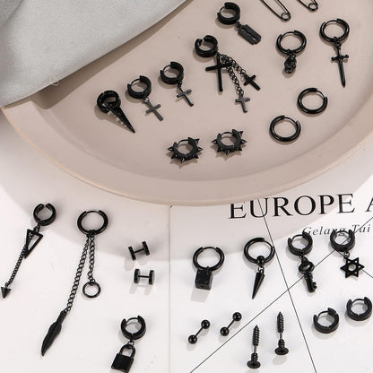 28-piece stainless steel cross chain earring set – product image 6