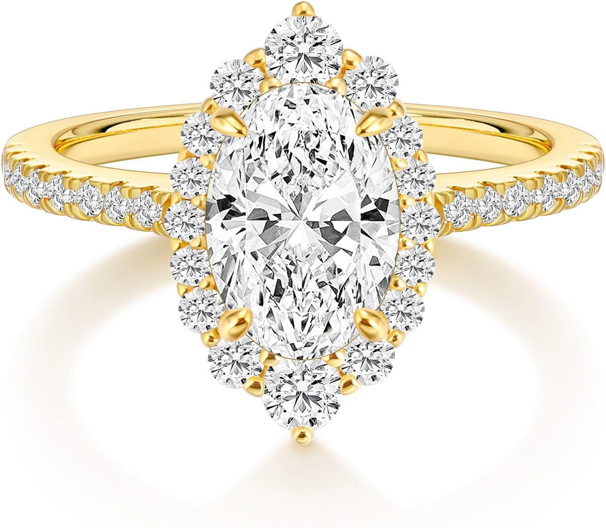 3 ct Oval Cut CZ Halo Engagement Ring