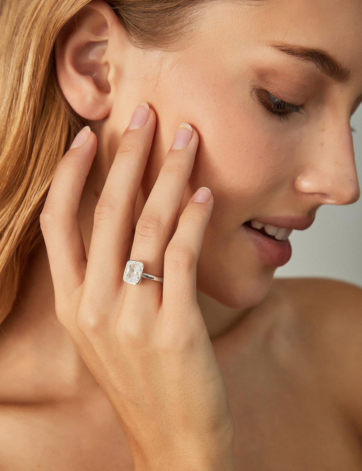 Radiant Cut Bezel Travel Engagement Ring – product view 10