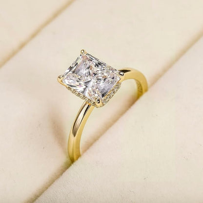 3CT Radiant Cut Solitaire Cubic Zirconia Wedding & Engagement Promise Rings