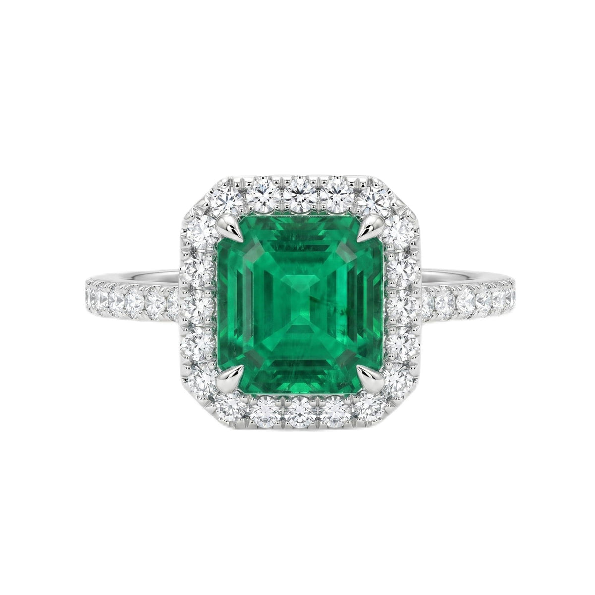 3 Carat Asscher Cut Cubic Zirconia Engagement Ring for Women, Vintage Halo 925 Sterling Silver Platinum Plated Statement Promise Ring
