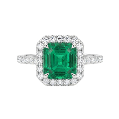 3 Carat Asscher Cut Cubic Zirconia Engagement Ring for Women, Vintage Halo 925 Sterling Silver Platinum Plated Statement Promise Ring