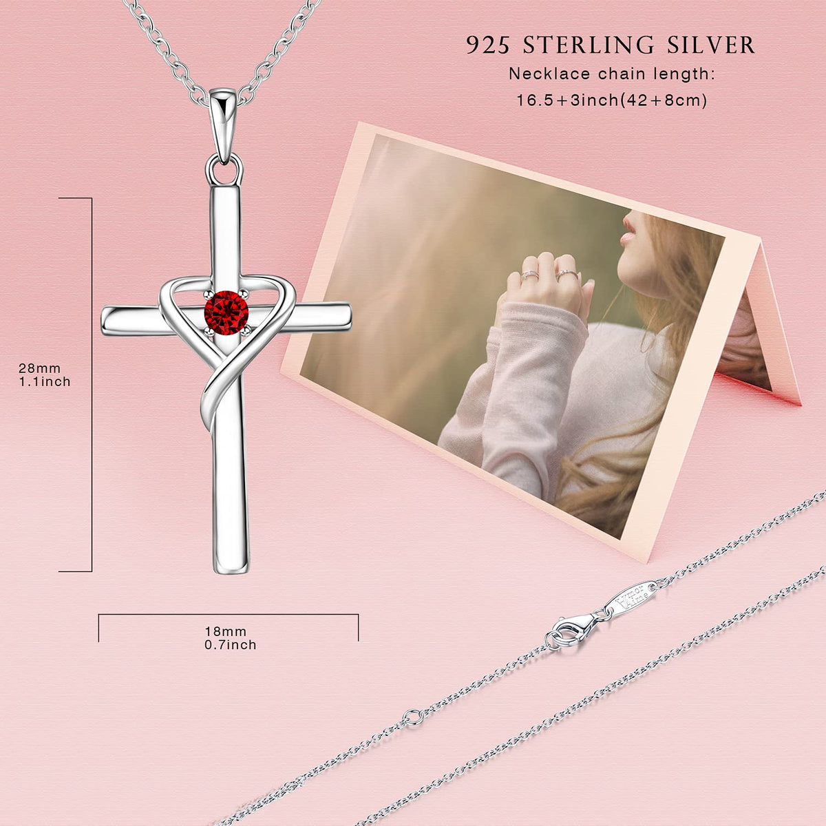 sterling silver cross necklace close-up – product image 21