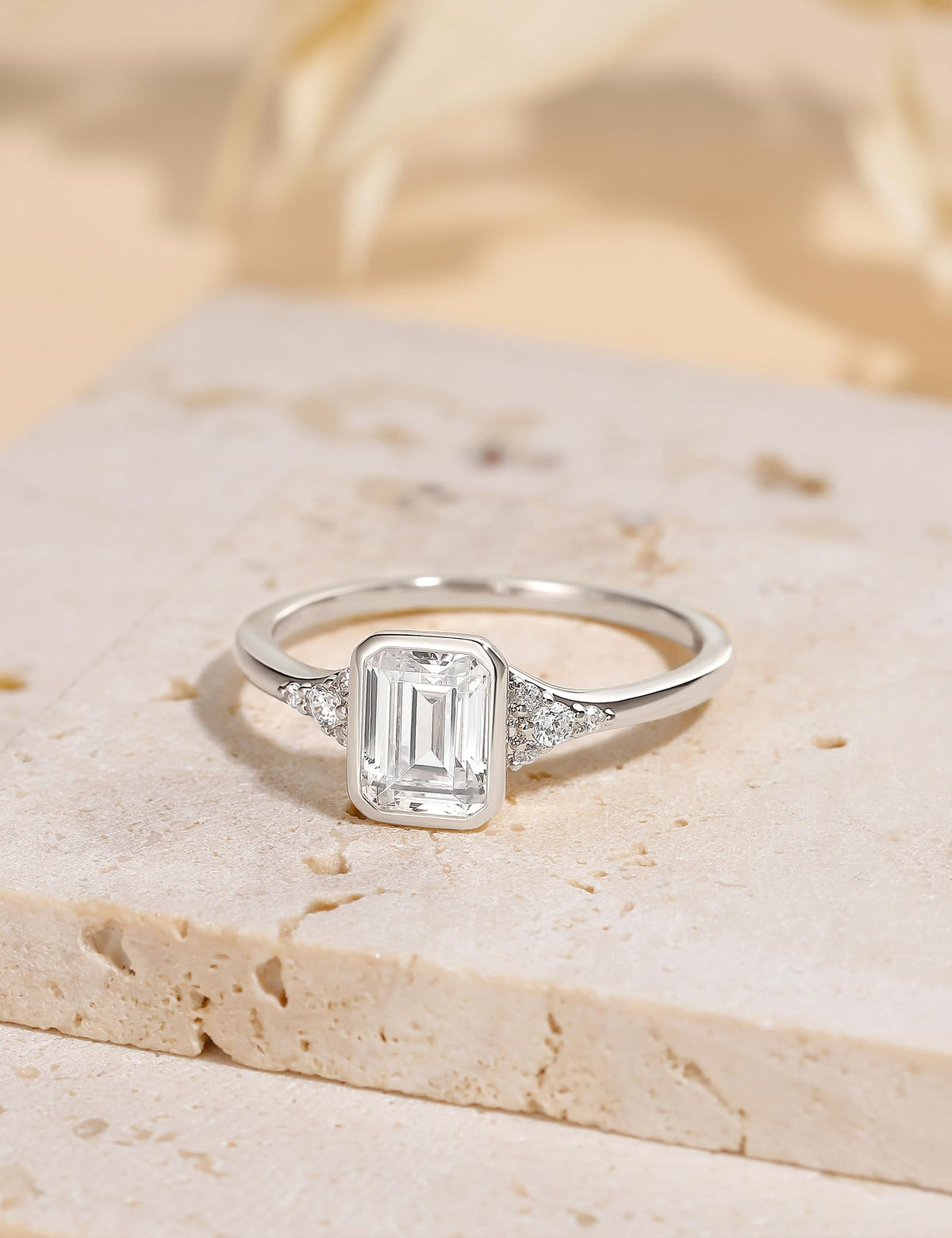 Emerald Cut Travel Engagement Ring – product view 9