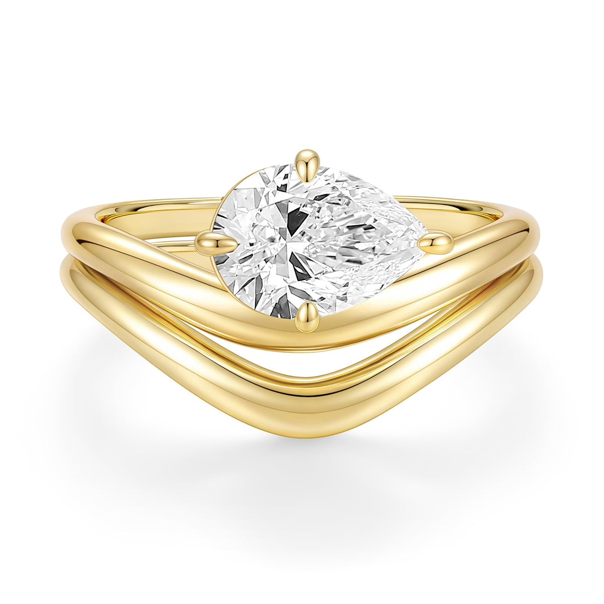 Teardrop Curved Wedding Ring Set – product view 7