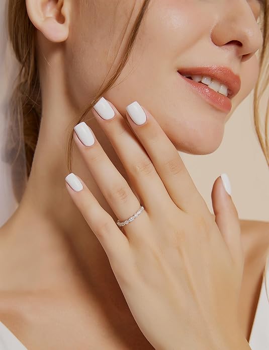Marquise & Round Milgrain Half Eternity Stackable Ring 925 Sterling Silver Wedding Band