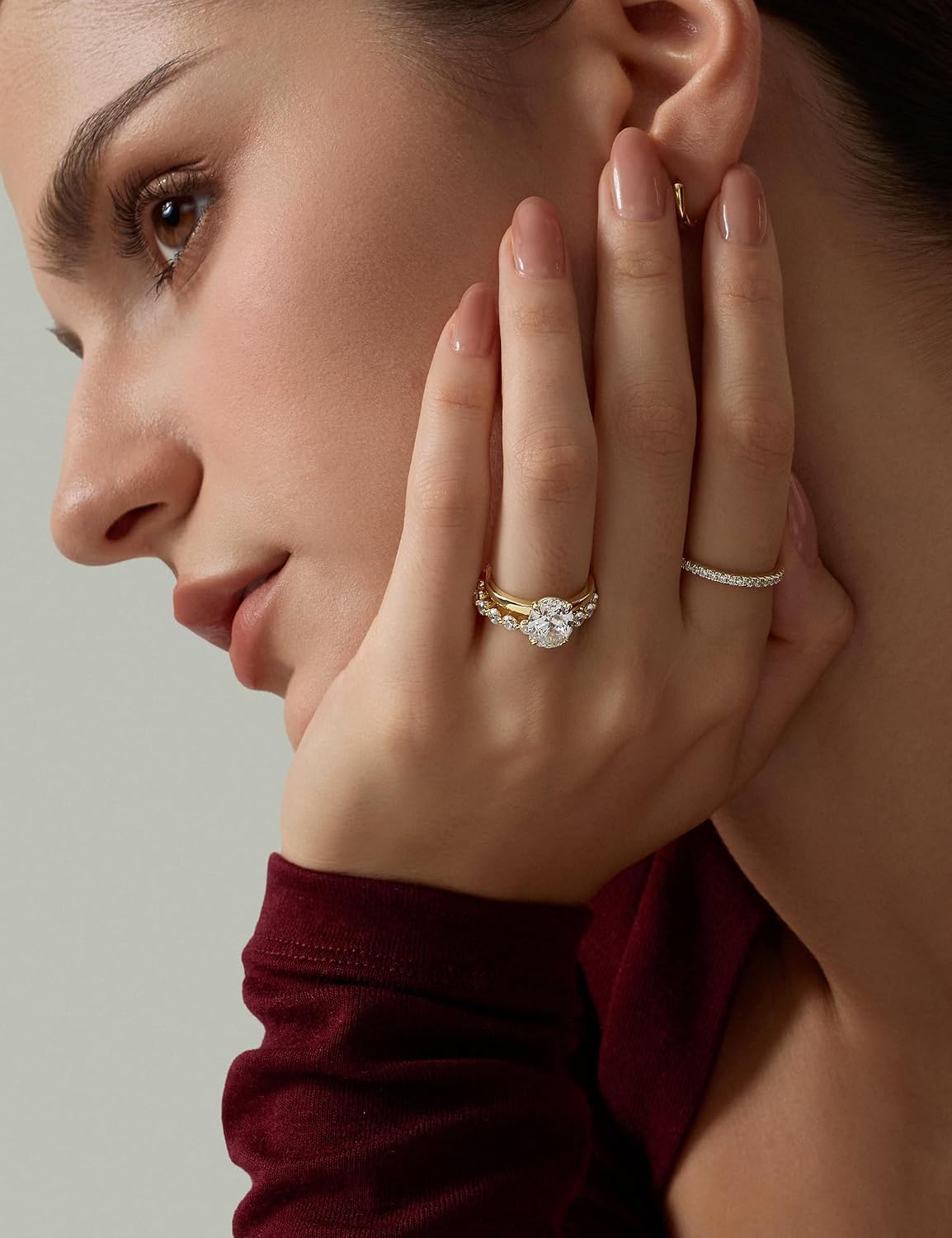 Oval Cut Engagement Ring – Gold or Silver Tone – product view 4
