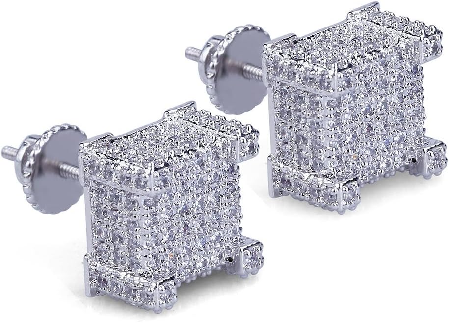 S925 square screw-back CZ stud earrings – product image 11