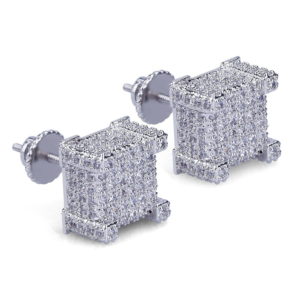 S925 square screw-back CZ stud earrings – product image 41