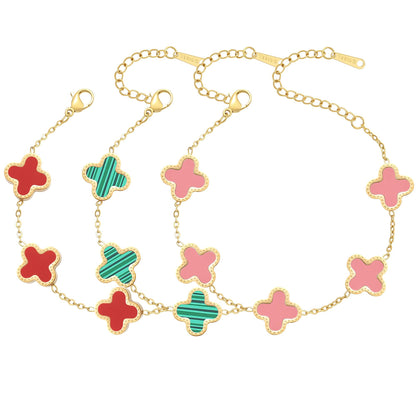 18K gold-plated clover bracelet set – image 19
