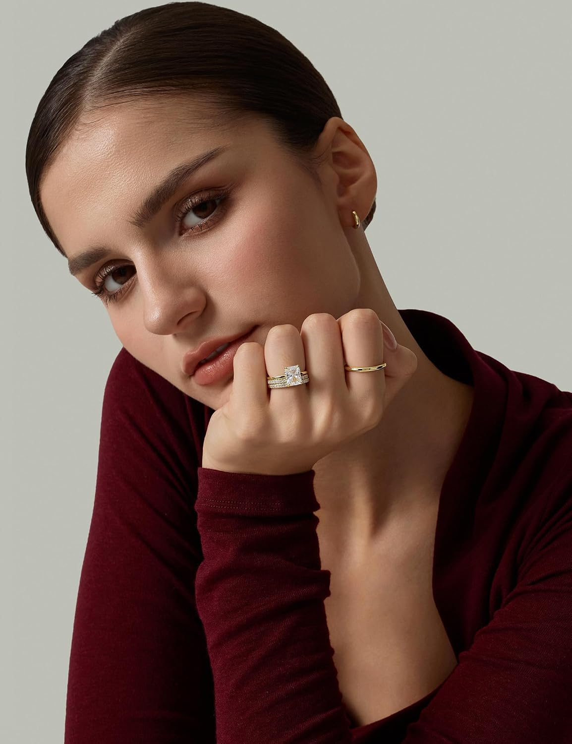Radiant Cut Brass Engagement Ring – product view 4