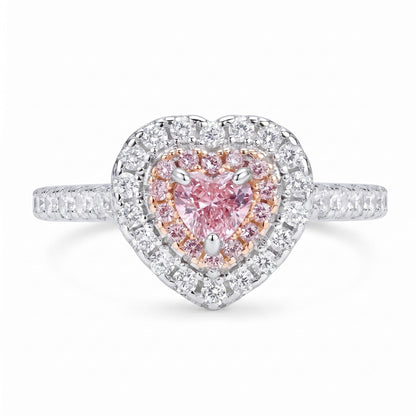 Heart Halo Cubic Zirconia Engagement Ring for Women, 925 Sterling Silver Platinum Plated Promise Ring, Ice Flower Statement Ring