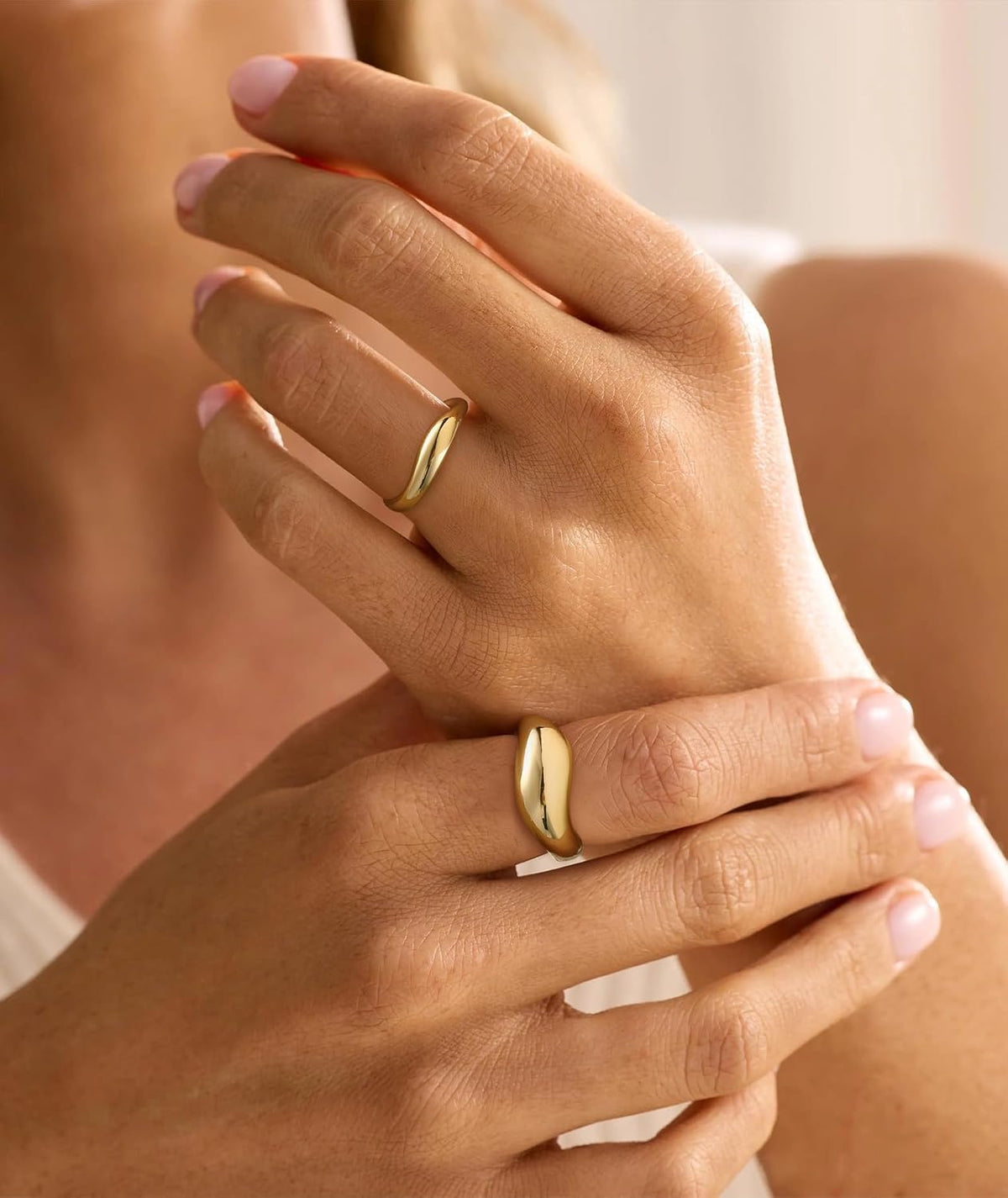 14K gold-plated chunky stackable ring set – product image 7