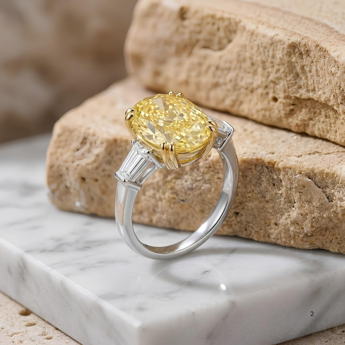 6 Carat Oval Cut Cubic Zirconia Engagement Ring for Women, 925 Sterling Silver Platinum Plated Three Stone Promise Ring with Tapered Baguette Side Stones