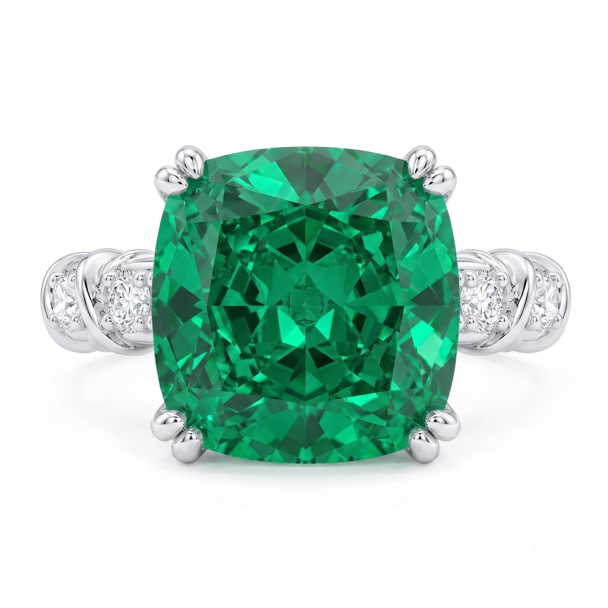 5CT Cushion Cut Cubic Zirconia Engagement Ring for Women, 925 Sterling Silver Platinum Plated Side Stone Cocktail Promise Ring