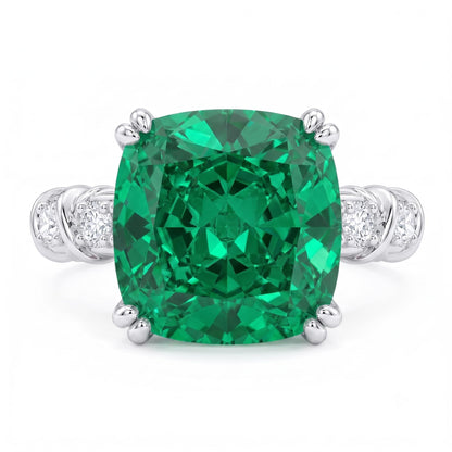 5CT Cushion Cut Cubic Zirconia Engagement Ring for Women, 925 Sterling Silver Platinum Plated Side Stone Cocktail Promise Ring