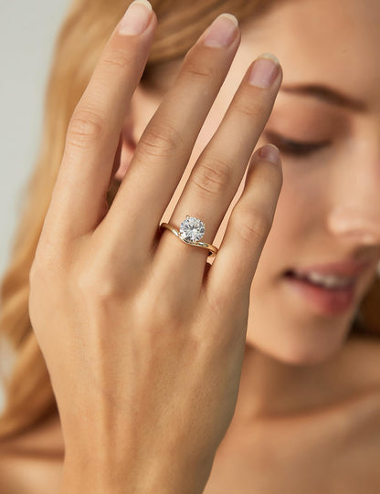 1.5 ct Round Cut Curved Wedding Ring Set – product view 9