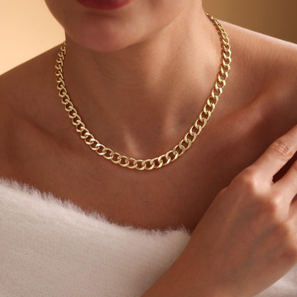 Gold Necklace for Women, 14K Gold Plated Chunky Chain Necklace