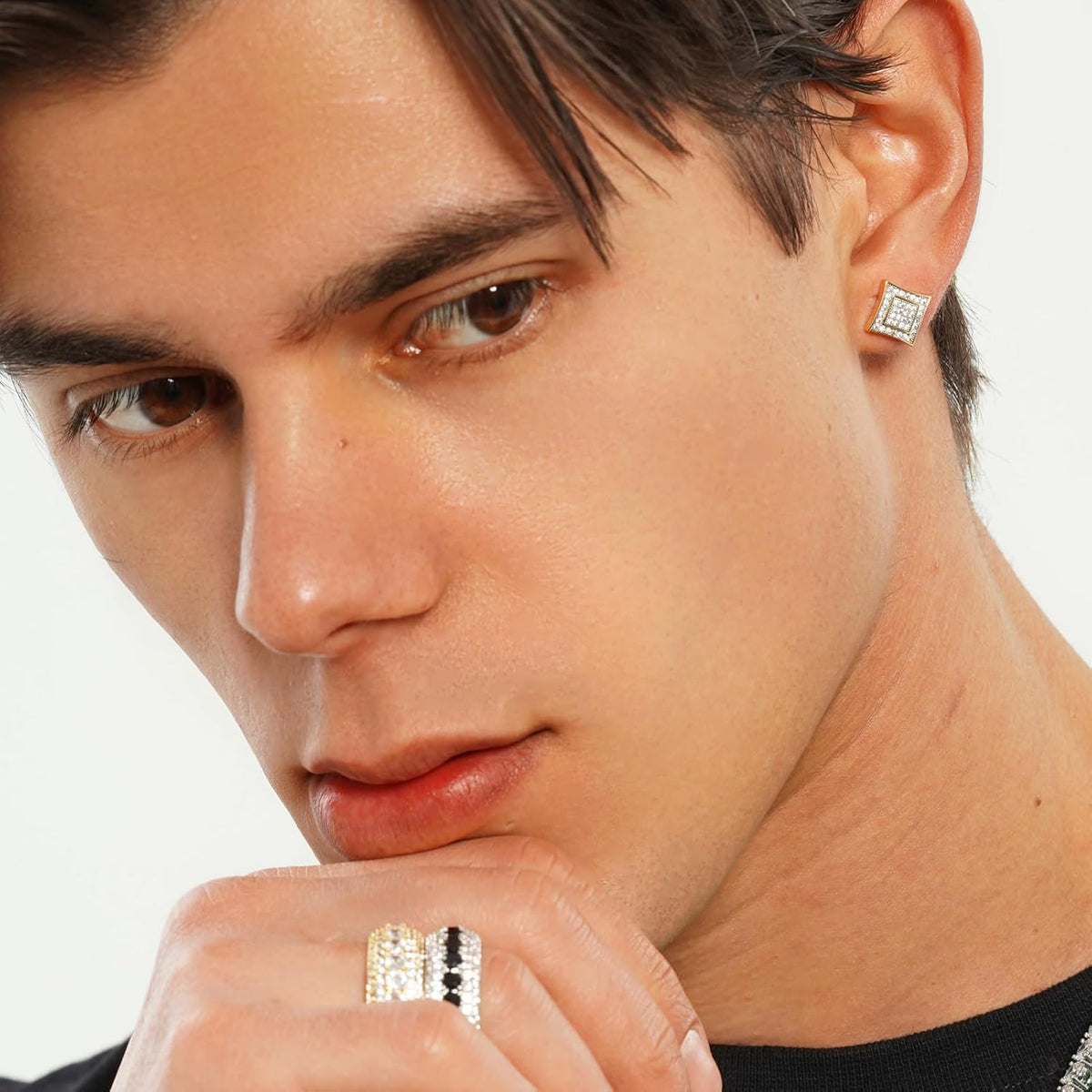 square cubic zirconia earrings close-up