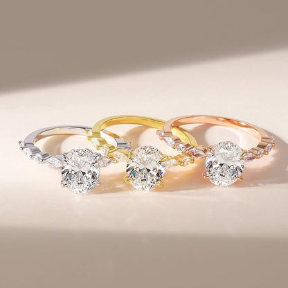 1.5CT Oval Cut Cubic Zirconia Promise Ring in Sterling Silver