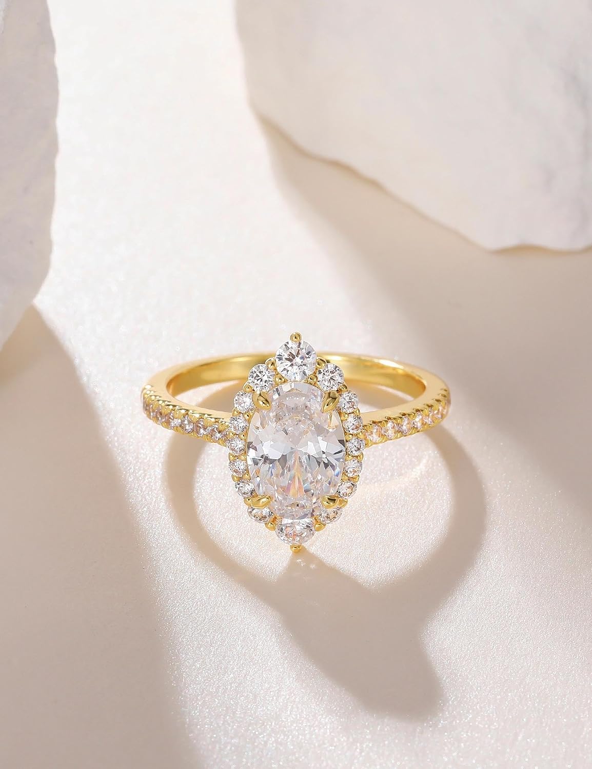 3 ct Oval Cut CZ Halo Engagement Ring – product view 2