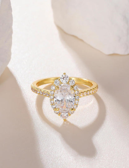 3 ct Oval Cut CZ Halo Engagement Ring – product view 2
